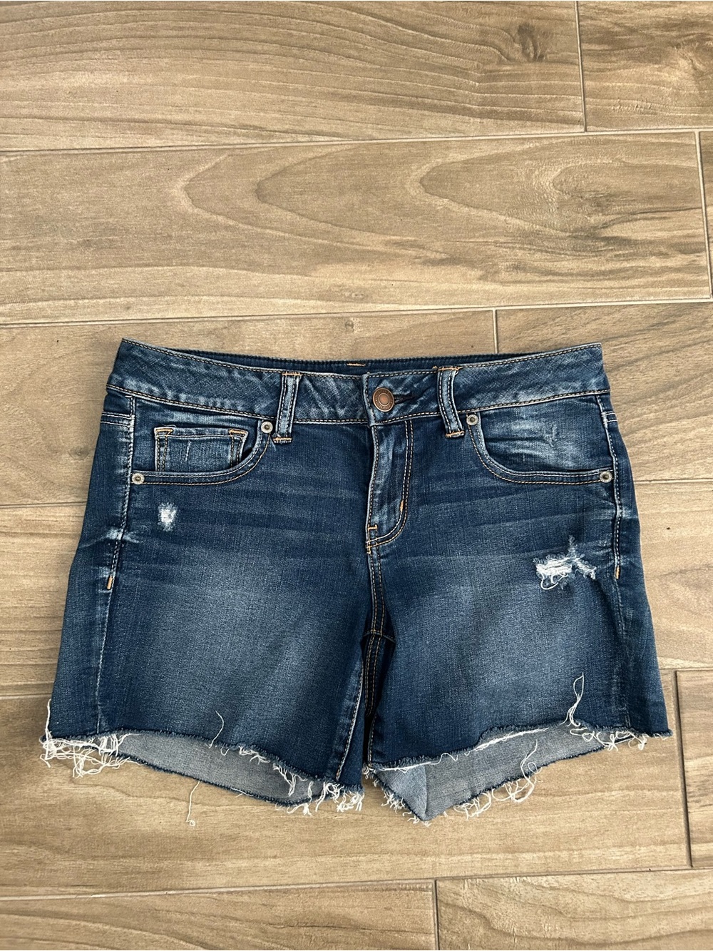 American Eagle Outfitters Blue Distressed Denim Shorts | Size 10